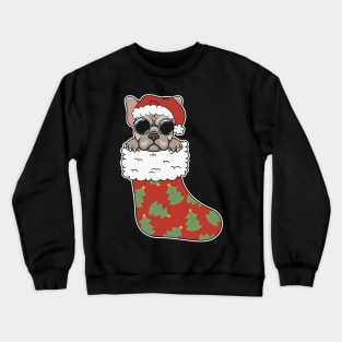 Cool Pug Sock Funny Pug Santa Christmas Stocking Crewneck Sweatshirt